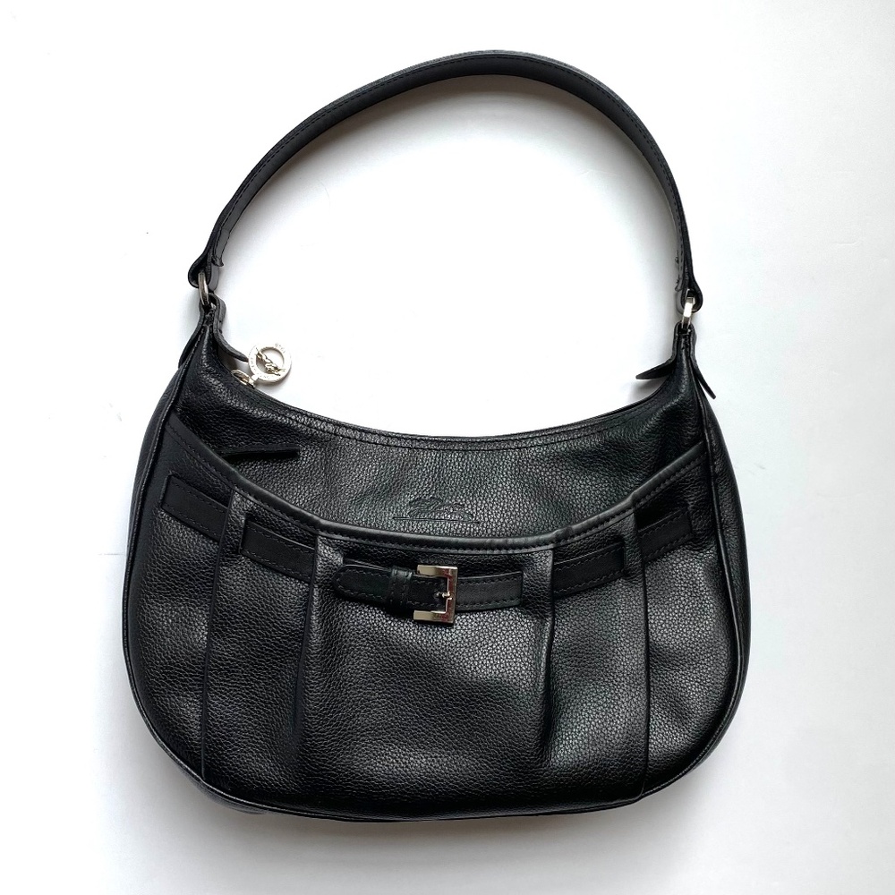 *RARE* Vintage Leather Longchamp Jackie-O Hobo, Purse, Shoulder Bag in Black